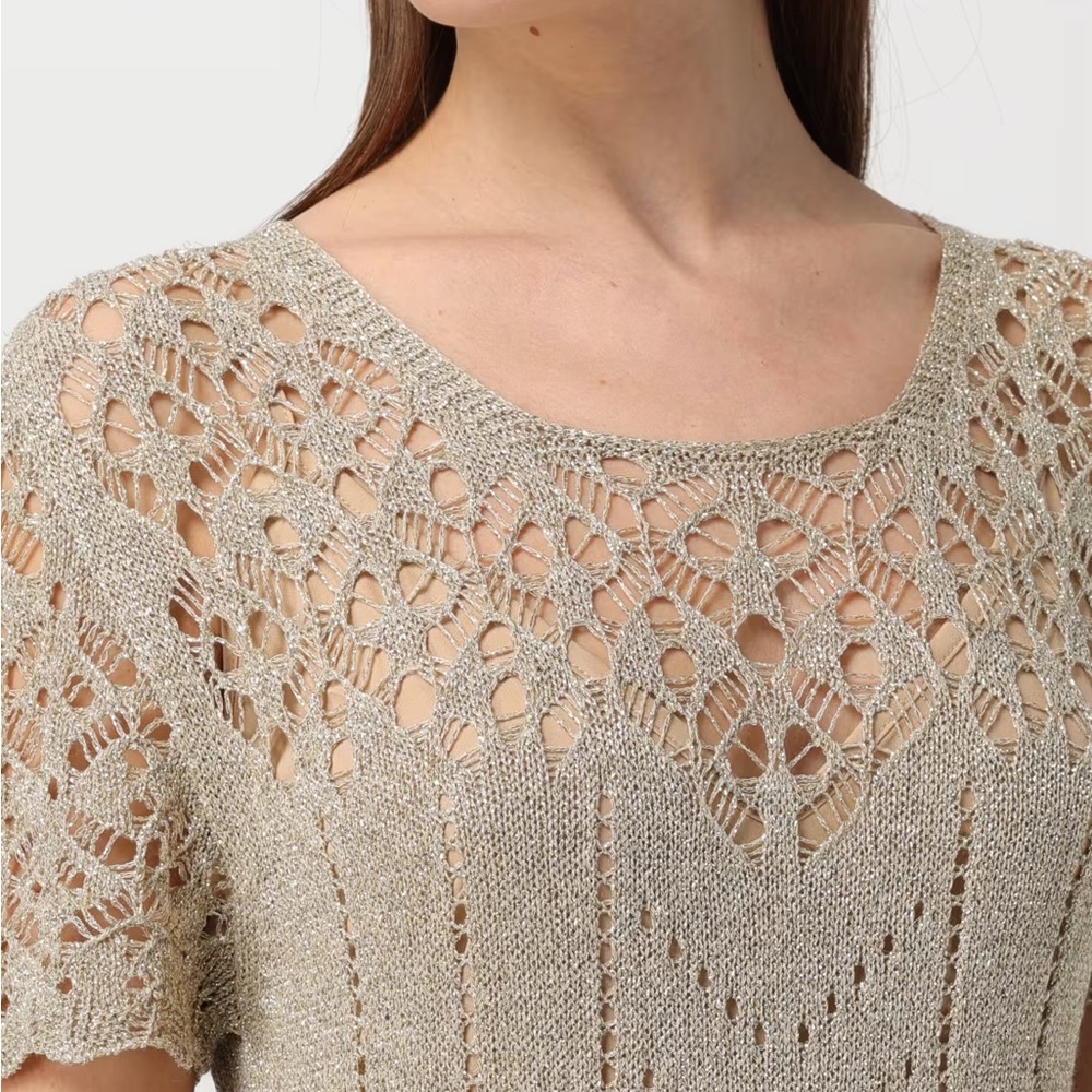 Gold Knit Crochet Dress